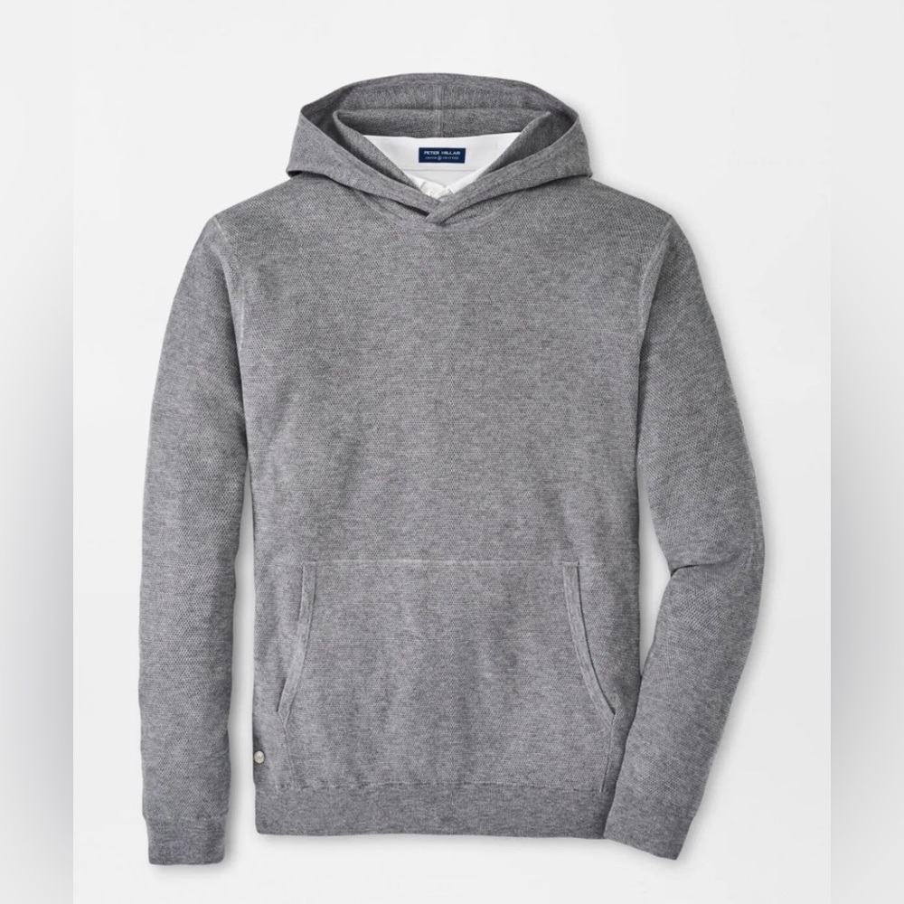 Peter Millar Willacy Textured Wool Blend Pullover Hoodie XL British Grey $248